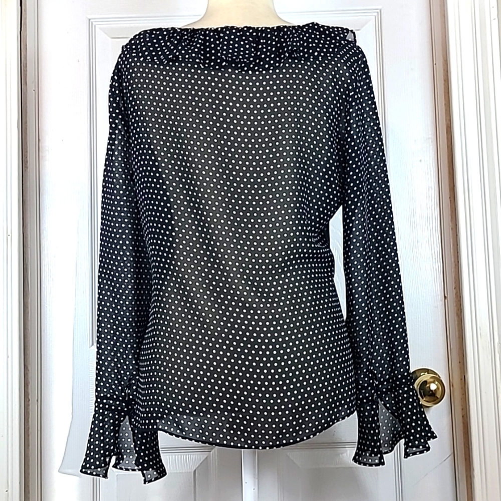 Chaps Ruffle Front Blouse - Picture 6 of 11